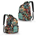 thumbnail image 4 of SCRAWLGOD Capybara Book Coffee Pattern 17 Inch Backpack for School, 600D Polyester Daypack with Padded Straps, Portable Knapsack Lightweight Laptop Backpack, 4 of 6