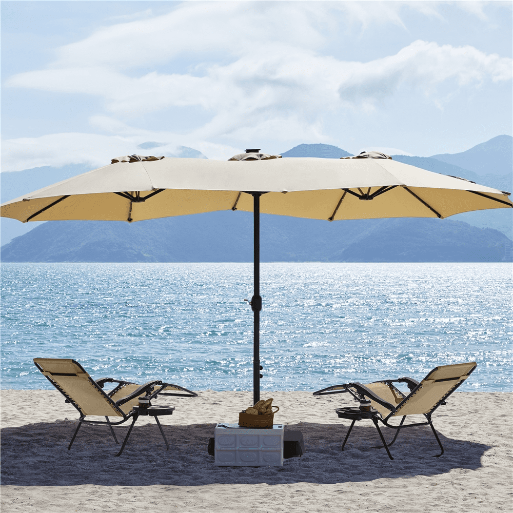 Renwick 13 FT Triple-Size Extra Large Patio Umbrella with Crank, Tan