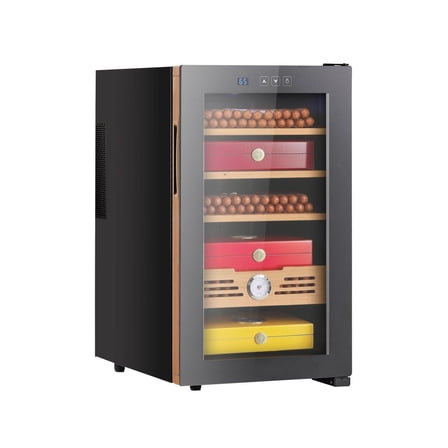 Electric Humidor 48L 350 Count - Cooler Cabinet with Temp Control & Spanish Cedar - Wine & Cigar Storage - 4 Layer Display