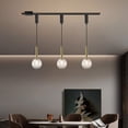 thumbnail image 2 of Kiven H-Type Track Lighting, 3-Light Modern Halo Track Pendant Light with Glass Shade & E12 Socket, Track Light Pedant Adjustable Length for Bedroom Kitchen Island, 2 of 7