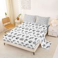 thumbnail image 2 of spefrowx Bow Seashell Queen Sheets for Teens, Black Monochrome Starfish Conch Queen Sheet Sets, 4 Pieces, 1 Flat Sheet, 1 Fitted Sheet and 2 Pillowcases, 2 of 5