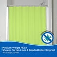 thumbnail image 2 of Kenney Medium Weight PEVA Shower Curtain Liner and Beaded Roller Ring Set, 70" W x 72" H, Green, 2 of 9