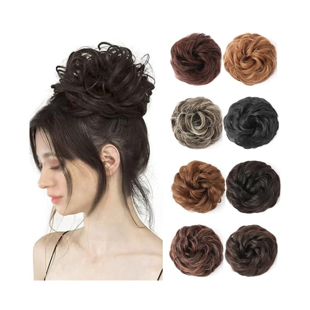 Messy Hair Bun Thick Updo Hairpieces Elastic Synthetic Wavy Curly Ponytail Hair Extensions