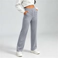 thumbnail image 1 of hlysgo Women's Wide Leg Trousers High Waisted Stretchy Pants Loose School Trendy Clothes Casual Work Pant with Pockets Gray,S, 1 of 3