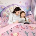 thumbnail image 4 of Manfei Adorable Axolotl Full Size Comforter Sets,Watercolor Salamander Print Bedding Comforter Set,Pink Reversible,3-Piece,1 Comforter and 2 Pillowcases, 4 of 7
