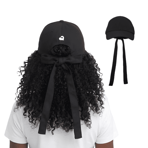 Arria Satin-Lined Backless Baseball Cap with Adjustable Bow Tie | Hair Protection Cap for High Ponytails & Buns
