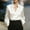 #0262-White, variant on Uootdi Womens Satin Tops Sheer V Neck Button Down Long Sleeves Shirts Office Evening Going Out Tees Modern Boho Fashion Outfits Gift