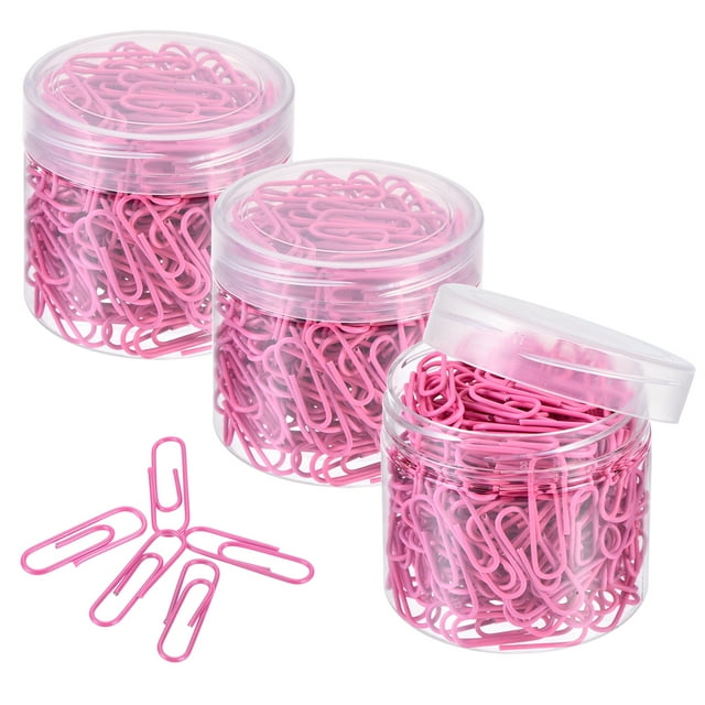 Unique Bargains Paper Clips 1.1 Inch Vinyl Coated with Box for Office Home Pink Count 600