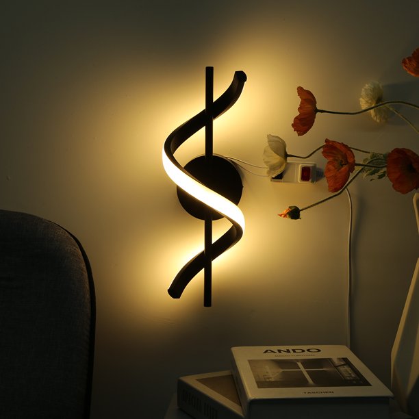 Lámparas de pared Salón Dormitorio Mesita de noche Pasillo interior Pasillo Luz (Luz cálida) Negro