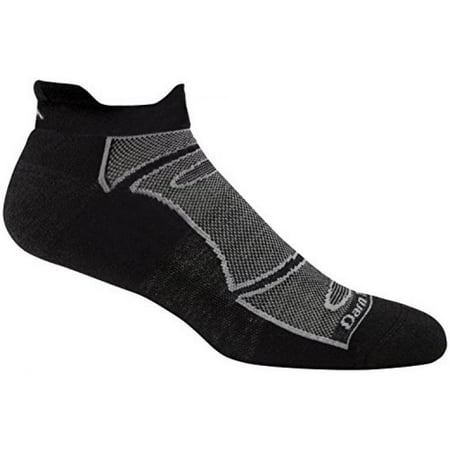 Darn Tough Vermont Men's Merino Wool No-Show Light Cushion Athletic Socks, Black/Gray, (Best Socks For Tough Mudder)