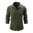 thumbnail image 1 of Blusa y camisa de manga larga con cuello vuelto para hombre, holgada, con solapa y botones, deportiva, de manga larga y solapa., 1 of 8