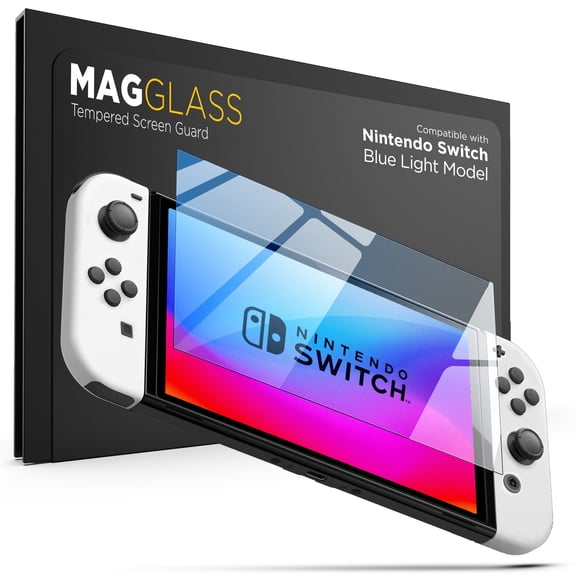 Maglass Screen Protector for Nintendo Switch OLED (2021) Blue Light Blocking Tempered Glass Guard (Anti-Bluelight for Reduced Eye Fatigue)
