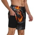thumbnail image 3 of Picia Molten Lava Abstract Flow pattern Mens Swim Trunks with Compression Liner Stretch Beach Shorts Quick Dry with Zipper Pockets No-Chafing Board Shorts-Small, 3 of 9
