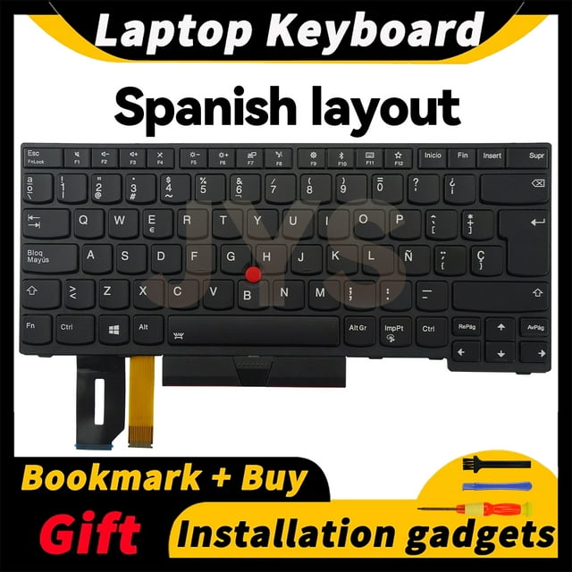 Laptop Replacement Keyboard for Lenovo ThinkPad E480 E490 L380 R480 T480S L490 T490 With backlight US/UK/Spanish/French layout SP backlit
