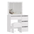 thumbnail image 2 of Dressing Table Set, Makeup Vanity Desk with Touch Light Mirror and and 4 Drawers, 3 Lighting Color Adjustable, White, 2 of 4