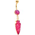 thumbnail image 1 of Body Candy Women 14G Plated Steel Navel Ring Piercing Faceted Pink Accent Arrowhead Dangle Belly Button Ring, 1 of 1