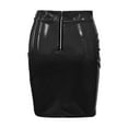 thumbnail image 5 of GJSYRH Women's Latex Pencil Midi Skirt High Waisted Bodycon Metallic Wet Look Office Lady Knee Length Skirt, 5 of 6