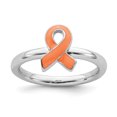 thumbnail image 1 of 925 Sterling Silver Orange Awareness Ribbon Stackable Ring Awarenes, 1 of 7