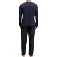 thumbnail image 3 of INSPIRE CHIC Men's 2 Pieces Long Sleeve Crew Neck Casual Stripes Pattern Pajamas Set M Dark Blue, 3 of 6