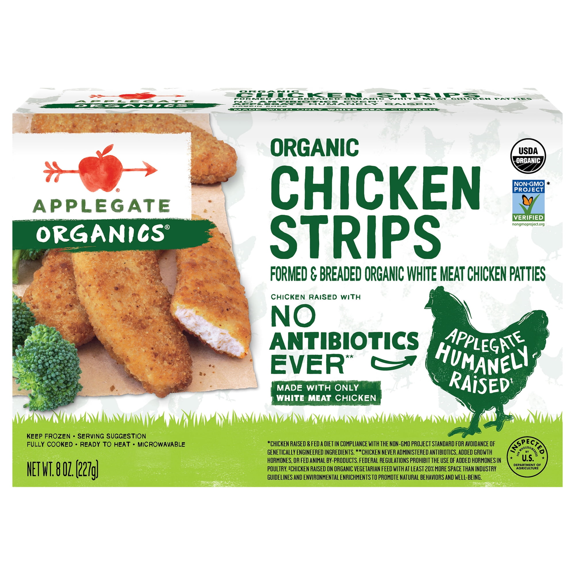 Applegate Organics Fully Cooked Chicken Strips, 8oz (Frozen)
