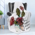 thumbnail image 4 of Cactus Soft Flannel Fleece Blanket, Sketch Prickly Pear Watercolor Style Exotic Tropic Succulent Plant for Window Garden, Cozy Plush for Indoor and Outdoor Use, 70" x 90", Multicolor, by Ambesonne, 4 of 5