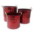 thumbnail image 1 of 6720E GA S-3 Enameled Galvanized Planters with Rope Handle, Glazed Apple - Set of 3, 1 of 1