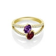 thumbnail image 2 of Gem Stone King 1.26 Ct Amethyst Rhodolite Garnet Two Stone 18K Yellow Gold Plated Silver Ring, 2 of 2