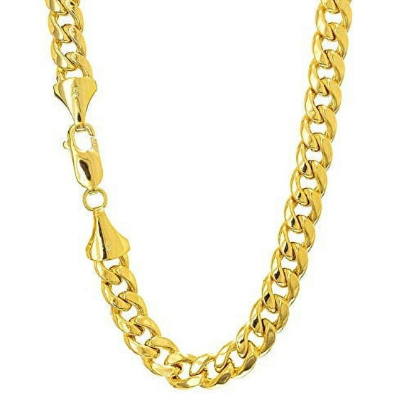 JewelStop 14k Semi-Solid Yellow Gold 5.3mm Lite Miami Cuban, Link Chain Bracelet, Lobster Claw-8.5 Inches