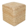 thumbnail image 4 of · REDEARTH · Cube Pouf Foot Stool Ottoman - Jute Braided Pouffe Poof Accent Sitting - Set of 2 Footrest for The Living Room, Bedroom, Nursery, Patio, Lounge, Office - 14.5”x14.5”x16” - Natural, 4 of 9