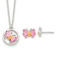 thumbnail image 3 of 925 Sterling Silver Polished Enameled Butterfly Earrings & Necklace Set, 3 of 3