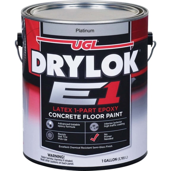 DRYLOK E1 One-Part Epoxy Concrete Floor Paint Platinum, 1 Gal. 832393