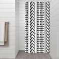thumbnail image 3 of Small Stall Narrow Shower Curtain 36"W x 72"L – Tropical Bohemian Leaves, Mid-Century Abstract Boho Botanical Bathroom Decor, Vintage Floral Palm Leaf Pattern, Rustic Tribal Folk Style, 3 of 5