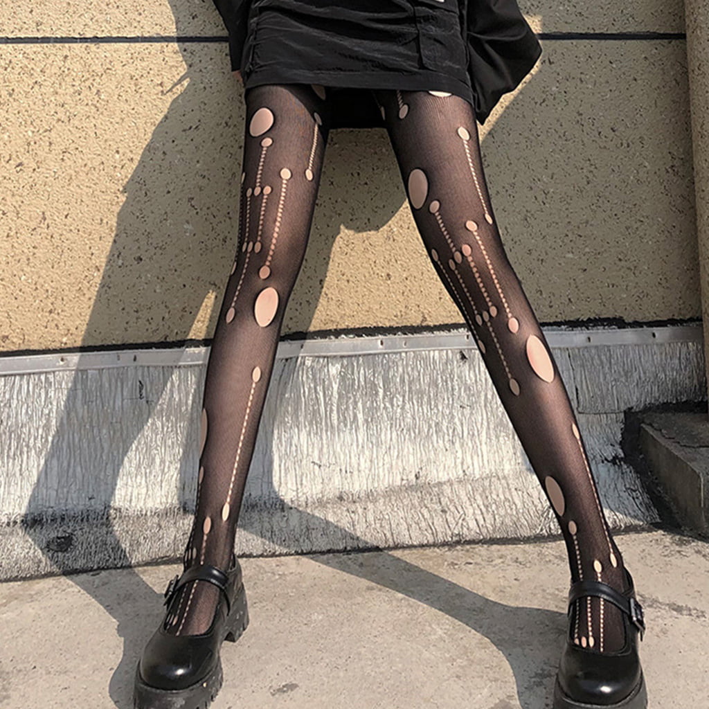 WANHUHOU 5 Pairs Disposable DIY Stockings，Easy Ripped Tights Gothic Women  Fishnet Pantyhose Black Female Hollow Out Mesh Party (5 pairs—black) at   Women's Clothing store