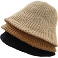 thumbnail image 6 of CoCopeaunts Knitted Bucket Hat Solid Color Jacquard Bucket Cap Temperament Female Fashion Woolen Fisherman Hat Warm Cold Proof, 6 of 8