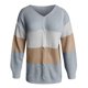 thumbnail image 4 of Blusa de suéter de color sólido con cremallera de manga larga con cuello en V clásico para mujer Pompotops gfhjh5367, 4 of 6