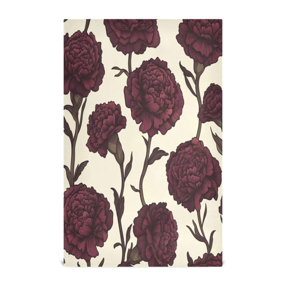 Multi-Purpose Kitchen Towels 28x18 Inch Dishcloths with Hanging Loop Decorative and Practical Towels for Kitchen, Dining Red Carnations Pattern