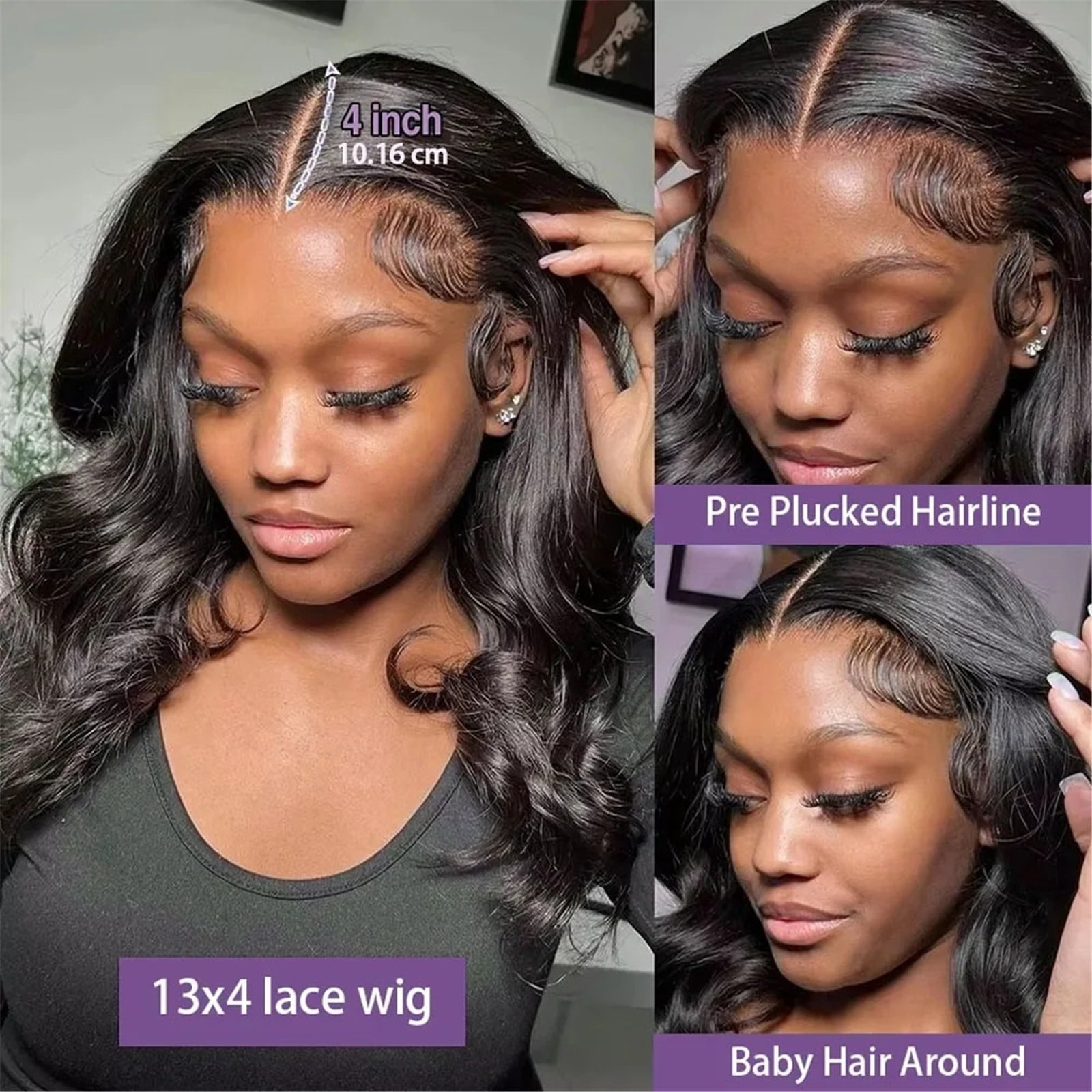 220 Density Body Wave Wear and Go Glueless Human Hair Pre Cut 13x4 Front Wig