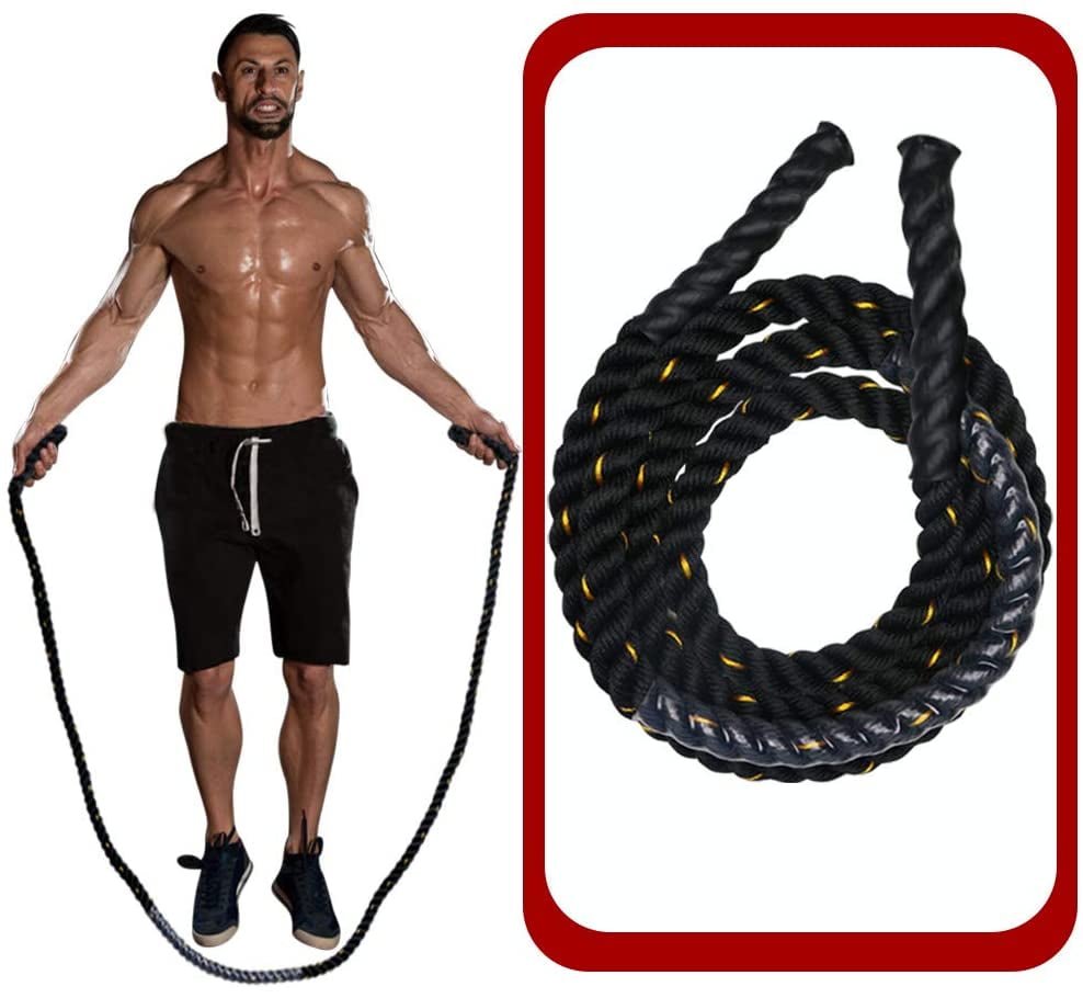 AUTUWT Heavy Jump Rope Skipping Rope Workout Battle Ropes W/Gloves 1.5" x 9.2ft 