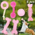 thumbnail image 2 of 6 Pack Dog Toys for Small Dog Pink Soft Rubber Puppy Toys for Teething Funny Slippers Ball Donut Interactive Set for Small Dog Teething Toy Pet Puppy Toys, 2 of 7