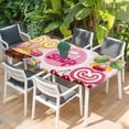 thumbnail image 2 of Sweet Shop Words Table Cloths for 3 Foot Rectangle Tables, Candyland Colorful Lollipop Potatoes Patio Waterproof Elastic Fitted Tablecloths, Washable Rectangular Table Cover for Camping, 2 of 8