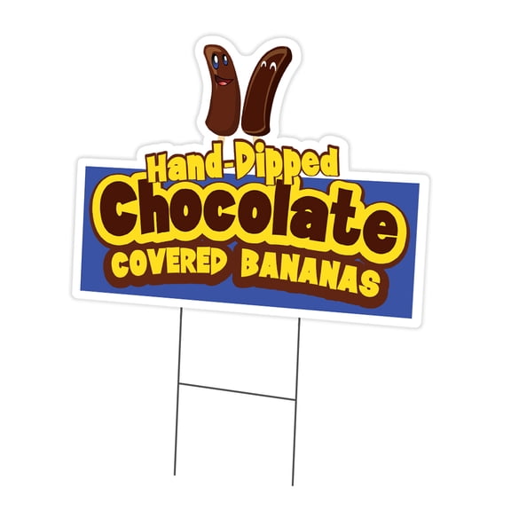 Chocolate Covered Bananas 18" x 24" Yard Sign & Stake | Advertise Your Business | Stake Included Double Sided Image | Made in The USA