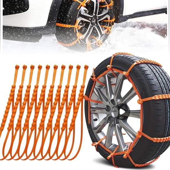 2026 New Universal Anti-Skid Snow Tire Chains, Universal Reusable Anti-skid Nylon Tire Chains, Temporary Tire Straps,ice and Snow Adjustable Anti-skid Tire Steel Wire Ropes