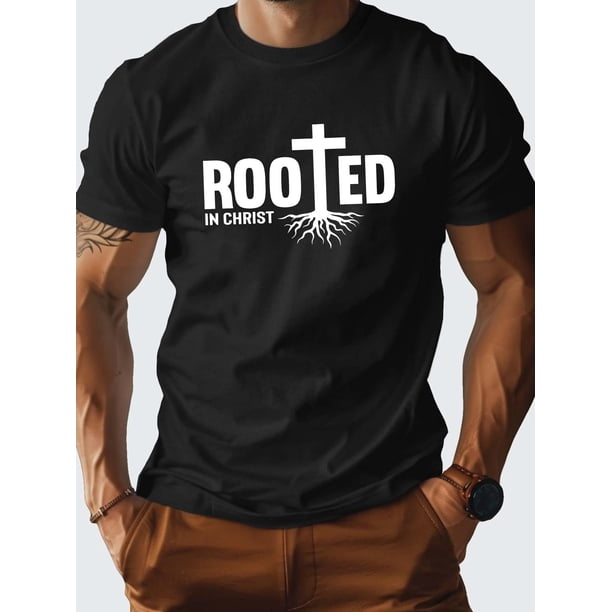 ROOTED IN CHRIST Pure Cotton Men's Tshirt Comfort Fit Tee For Adult, Men, Women, Teen, Teenager, Adolescent, Youth
