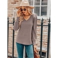 thumbnail image 2 of Weardear Puffy Sleeves Knit Tops for Women Long Sleeve Soft Sweater Pullover V Neck Lightweight Blouse, 2 of 5