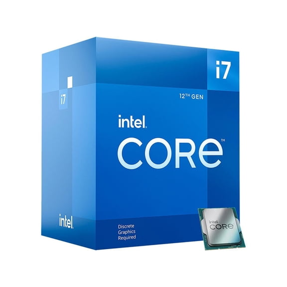Intel Core i7-12700F Desktop Processor - 12 Cores (8P 4E) & 20 Threads - Up to 4.90 GHz Turbo Speed - Intel Turbo Boost Max Technology - DDR5 and DDR4 support - Intel Laminar RM1 Cooler Included