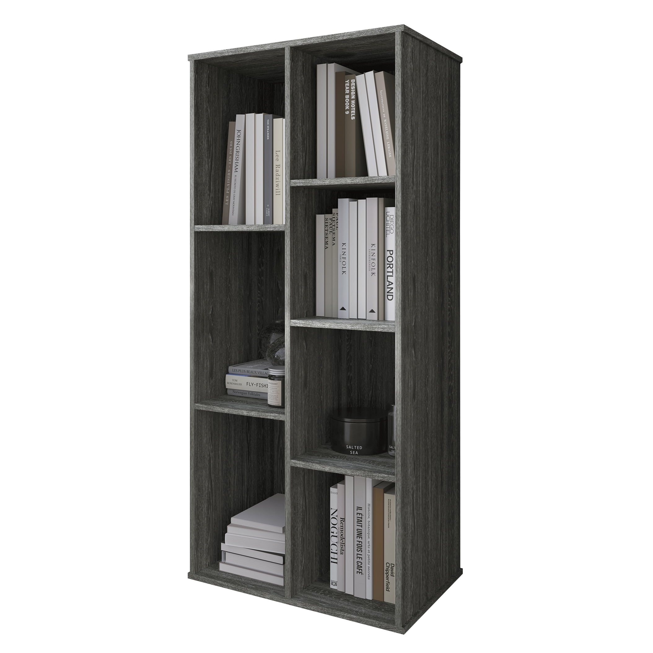 Castle Place Simple 7-Cube Open Shelf Bookcase, Dark Grey