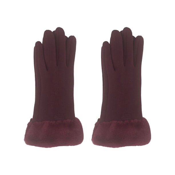 Minnieouse 1 par de guantes de terciopelo para adultos, invierno, viajar, montar en bicicleta, esquiar, pantalla táctil portátil, mitones cálidos, Color guantes y mitones Vino rojo Minnieouse AP013042-05