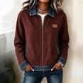thumbnail image 2 of Edvintorg Women's Coats Color Block Long Sleeve Lightweight Jacket Fall Collared Zip up Outerwear with Pocket Plus Size Trendy Womens Clothes Wine S-3XL, 2 of 6