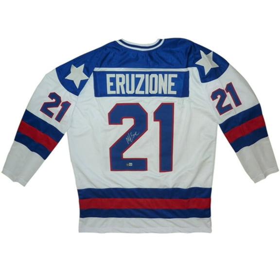 Mike Eruzione Autographed USA Hockey (White #21) Custom Jersey - Beckett