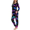 thumbnail image 2 of FKELYI Size 6XL Women Pajama 2 Pieces Soft Halloween Pajamas for Girls Lightweight Psychedelic Bats Pjs Party Sleepwear Pajamas Set, 2 of 5